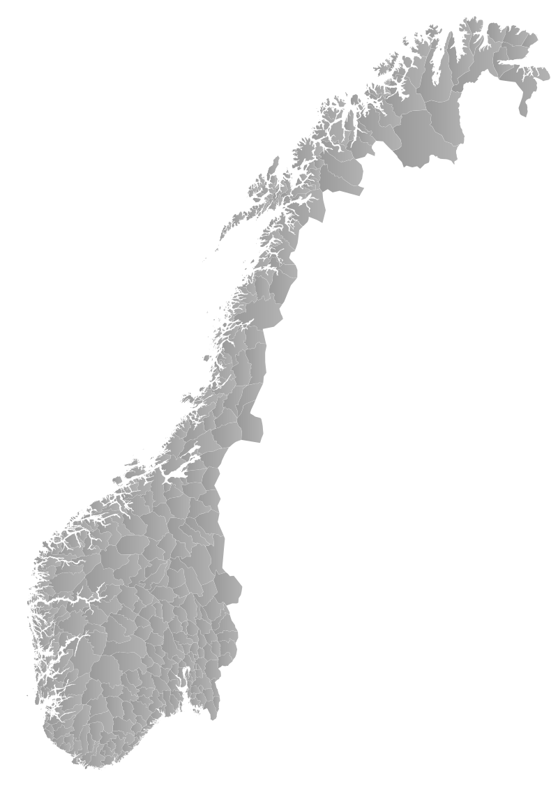 Map of Norway’s municipalities, with an approximate marker for Møre og Romsdal on the western coast